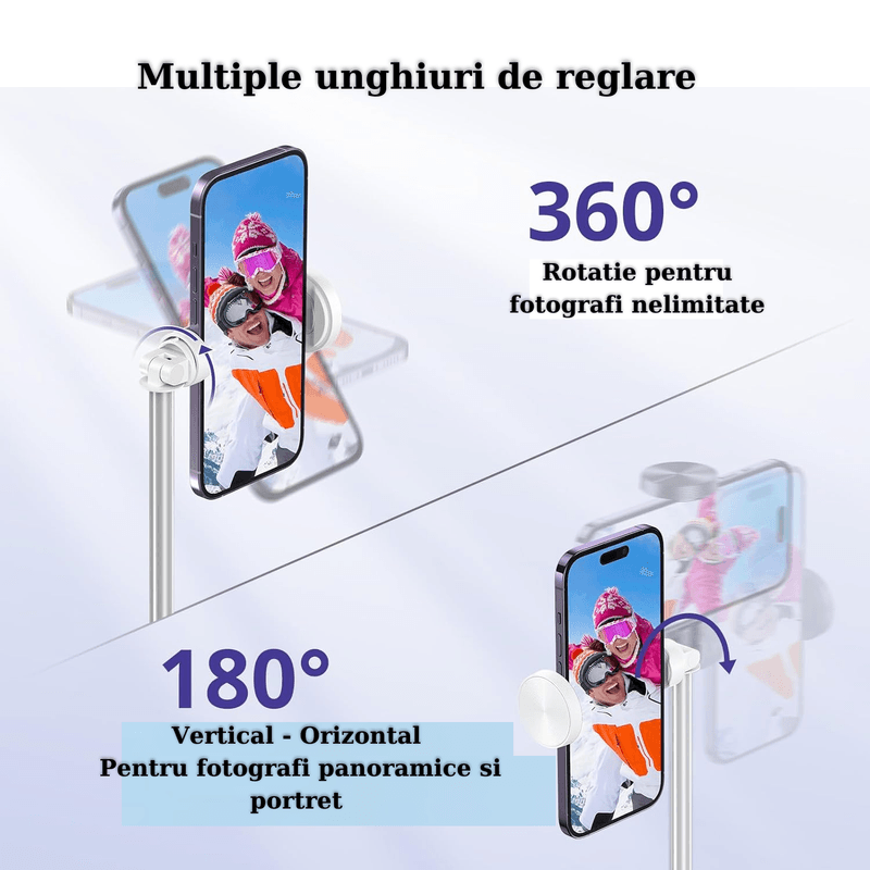Laptop, Telefoane si Tablete - Telefoane mobile si accesorii - Accesorii Telefoane - Selfie stick-uri - Selfie stick, CALITATE PREMIUM 30cm-150cm, Trepied, Suport pentru telefon, Bluetooth, iOS/Android, Alb - Infinity.ro