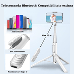 Laptop, Telefoane si Tablete - Telefoane mobile si accesorii - Accesorii Telefoane - Selfie stick-uri - Selfie stick, CALITATE PREMIUM 30cm-150cm, Trepied, Suport pentru telefon, Bluetooth, iOS/Android, Alb - Infinity.ro