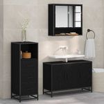 Casa si Gradina - Mobilier - Seturi de mobilier - Seturi baie - Set de mobilier pentru baie 3 pcs Stejar negru 90 x 33 x 60 cm - Infinity.ro