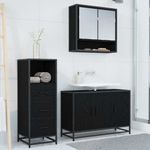 Casa si Gradina - Mobilier - Seturi de mobilier - Seturi baie - Set de mobilier pentru baie 3 pcs Stejar negru 90 x 33 x 60 cm - Infinity.ro