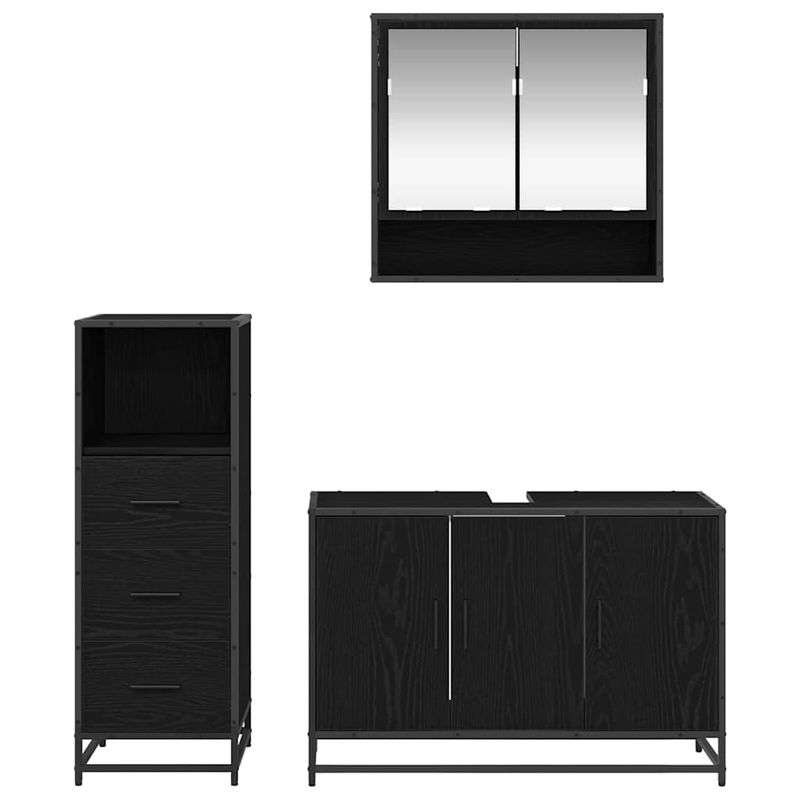 Casa si Gradina - Mobilier - Seturi de mobilier - Seturi baie - Set de mobilier pentru baie 3 pcs Stejar negru 90 x 33 x 60 cm - Infinity.ro
