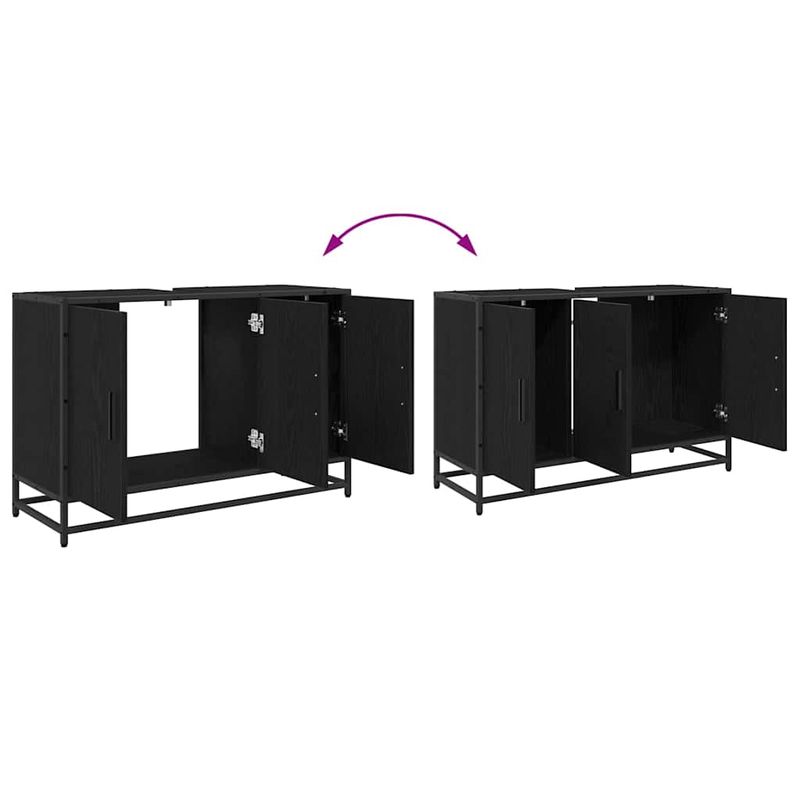 Casa si Gradina - Mobilier - Seturi de mobilier - Seturi baie - Set de mobilier pentru baie 3 pcs Stejar negru 90 x 33 x 60 cm - Infinity.ro