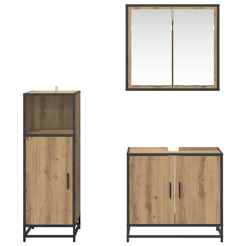 Casa si Gradina - Mobilier - Seturi de mobilier - Seturi baie - Set de mobilier pentru baie Pe perete 3 pcs stejar artizanal - Infinity.ro
