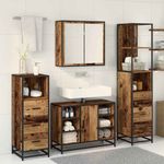 Casa si Gradina - Mobilier - Seturi de mobilier - Seturi baie - Set de mobilier pentru baie 3 pcs Lemn vechi 80 x 33 x 60 cm - Infinity.ro