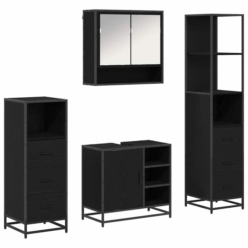 Casa si Gradina - Mobilier - Seturi de mobilier - Seturi baie - Set de mobilier pentru baie 4 pcs Stejar negru 65 x 33 x 60 cm - Infinity.ro