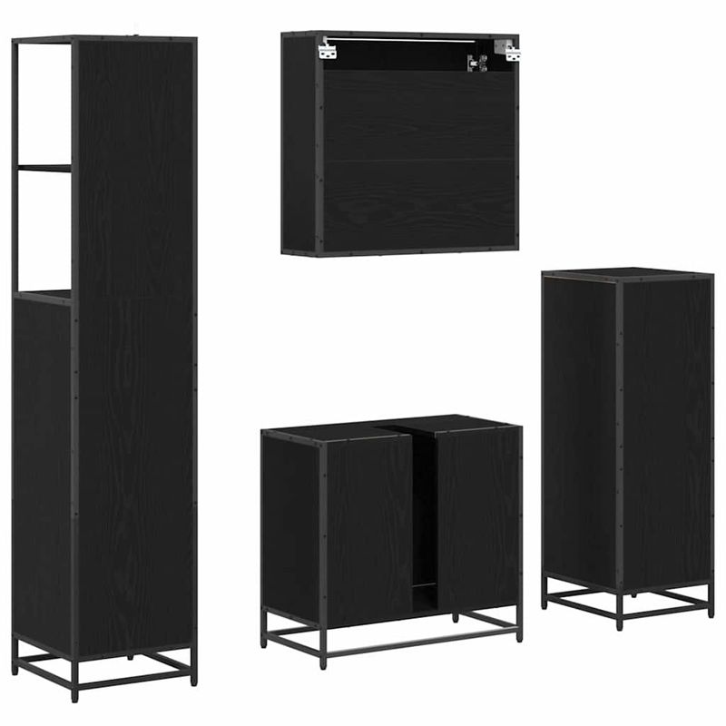Casa si Gradina - Mobilier - Seturi de mobilier - Seturi baie - Set de mobilier pentru baie 4 pcs Stejar negru 65 x 33 x 60 cm - Infinity.ro
