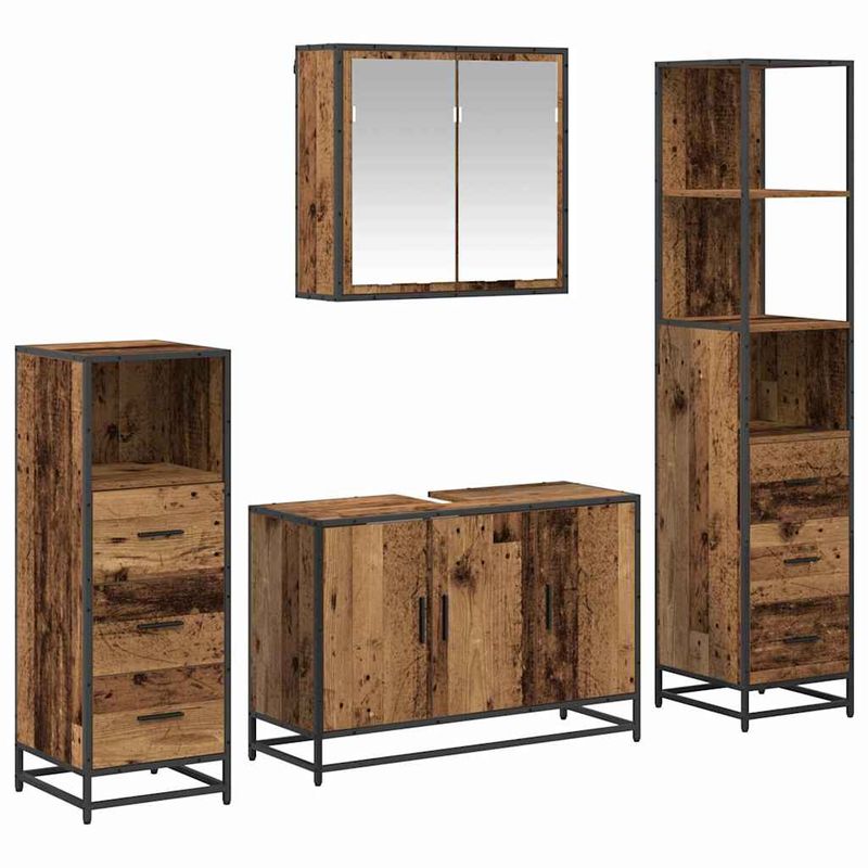 Casa si Gradina - Mobilier - Seturi de mobilier - Seturi baie - Set de mobilier pentru baie 4 pcs Lemn vechi 90 x 33 x 60 cm - Infinity.ro