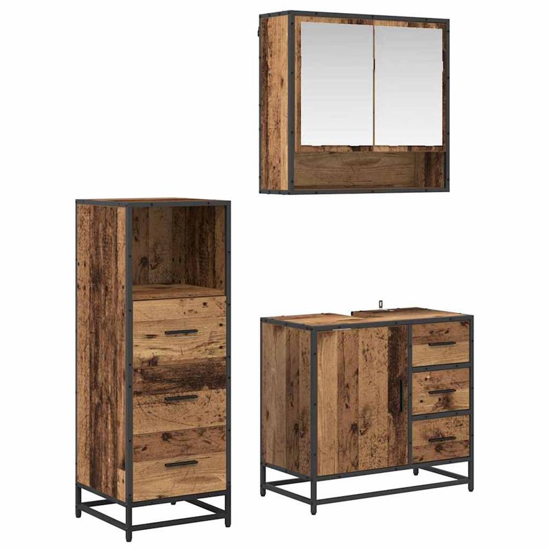 Casa si Gradina - Mobilier - Seturi de mobilier - Seturi baie - Set de mobilier pentru baie 3 pcs Lemn vechi 65 x 33 x 60 cm - Infinity.ro