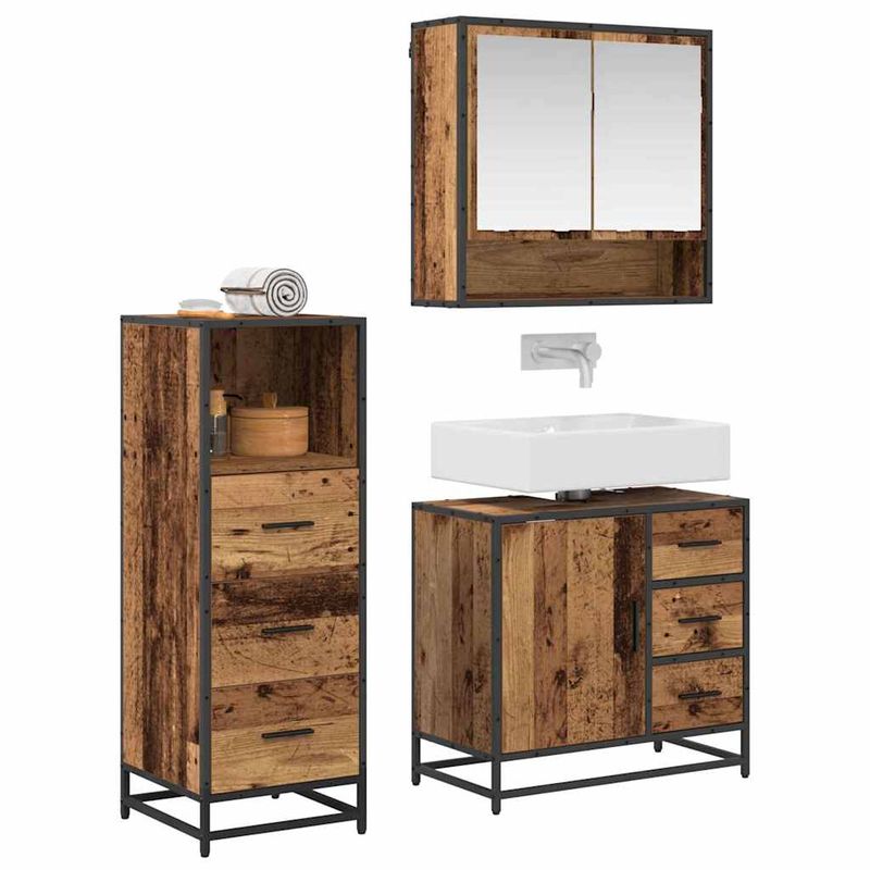 Casa si Gradina - Mobilier - Seturi de mobilier - Seturi baie - Set de mobilier pentru baie 3 pcs Lemn vechi 65 x 33 x 60 cm - Infinity.ro