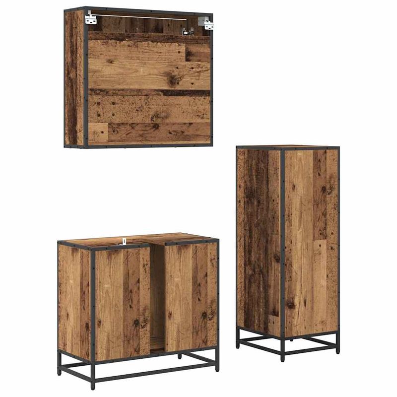 Casa si Gradina - Mobilier - Seturi de mobilier - Seturi baie - Set de mobilier pentru baie 3 pcs Lemn vechi 65 x 33 x 60 cm - Infinity.ro