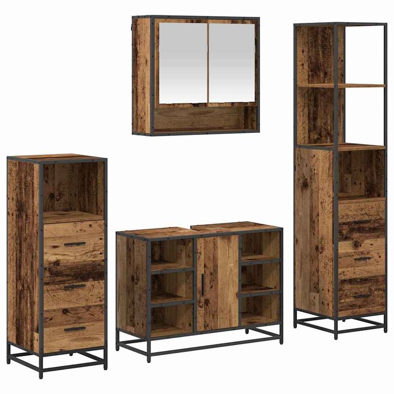 Casa si Gradina - Mobilier - Seturi de mobilier - Seturi baie - Set de mobilier pentru baie 4 pcs Lemn vechi 80 x 33 x 60 cm - Infinity.ro