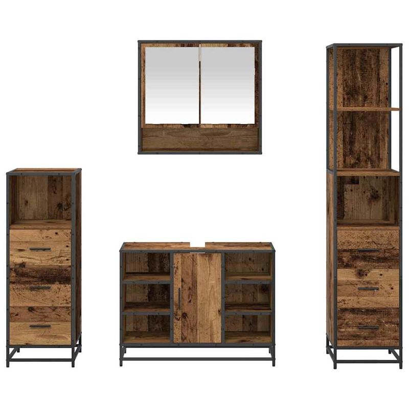 Casa si Gradina - Mobilier - Seturi de mobilier - Seturi baie - Set de mobilier pentru baie 4 pcs Lemn vechi 80 x 33 x 60 cm - Infinity.ro
