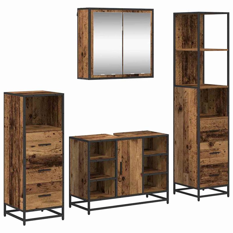 Casa si Gradina - Mobilier - Seturi de mobilier - Seturi baie - Set de mobilier pentru baie 4 pcs Lemn vechi 80 x 33 x 60 cm - Infinity.ro