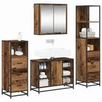Casa si Gradina - Mobilier - Seturi de mobilier - Seturi baie - Set de mobilier pentru baie 4 pcs Lemn vechi 80 x 33 x 60 cm - Infinity.ro