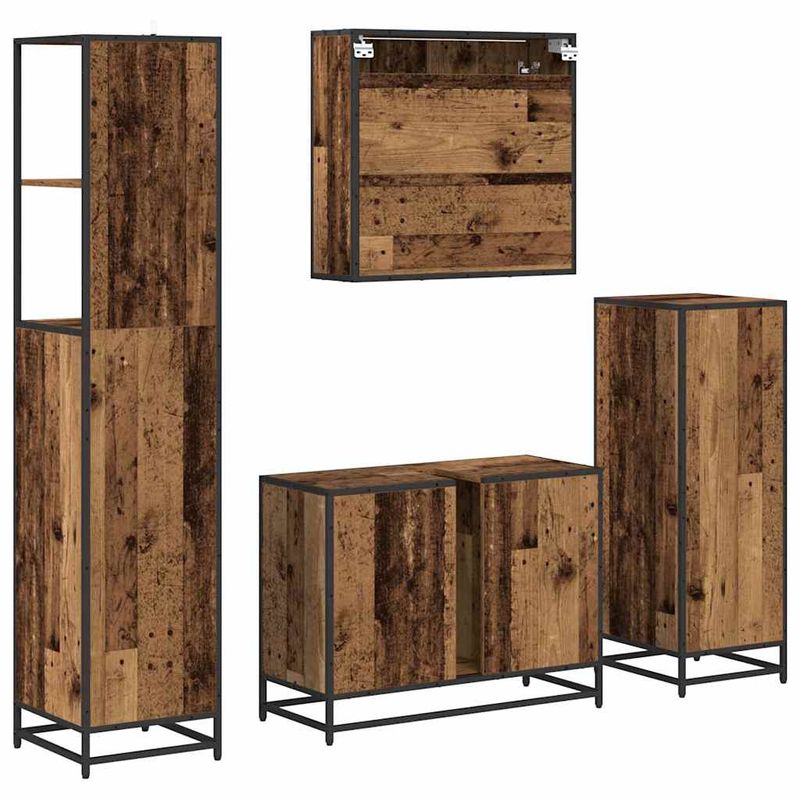 Casa si Gradina - Mobilier - Seturi de mobilier - Seturi baie - Set de mobilier pentru baie 4 pcs Lemn vechi 80 x 33 x 60 cm - Infinity.ro