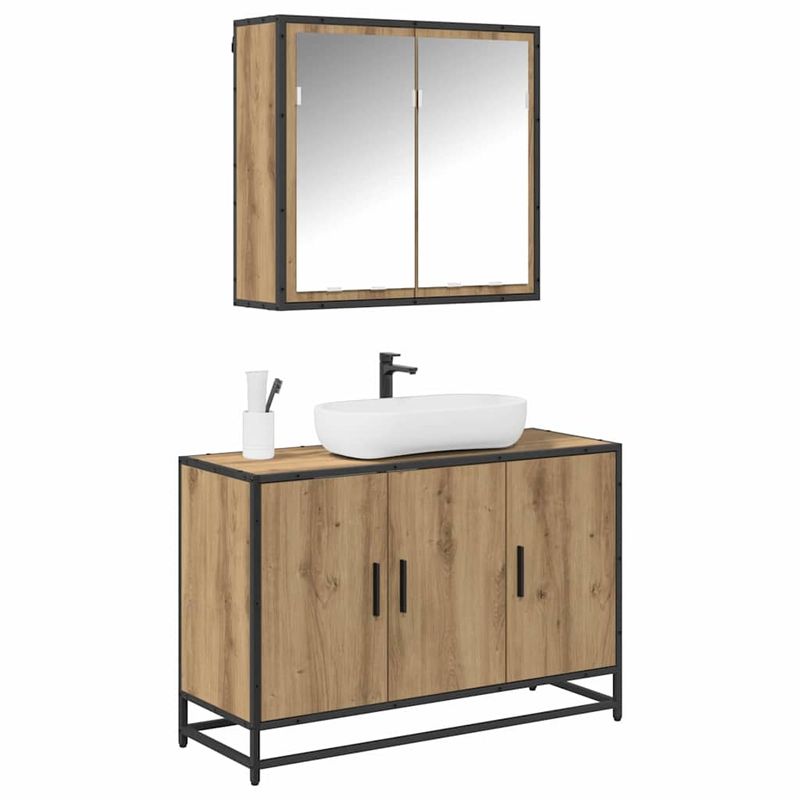 Casa si Gradina - Mobilier - Seturi de mobilier - Seturi baie - Set de mobilier pentru baie Pe perete 2 pcs stejar artizanal - Infinity.ro