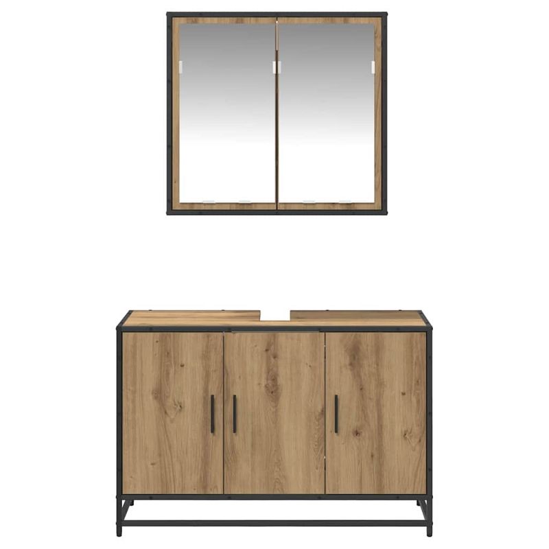 Casa si Gradina - Mobilier - Seturi de mobilier - Seturi baie - Set de mobilier pentru baie Pe perete 2 pcs stejar artizanal - Infinity.ro
