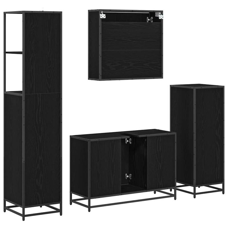 Casa si Gradina - Mobilier - Seturi de mobilier - Seturi baie - Set de mobilier pentru baie 4 pcs Stejar negru 90 x 33 x 60 cm - Infinity.ro