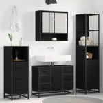 Casa si Gradina - Mobilier - Seturi de mobilier - Seturi baie - Set de mobilier pentru baie 4 pcs Stejar negru 80 x 33 x 60 cm - Infinity.ro