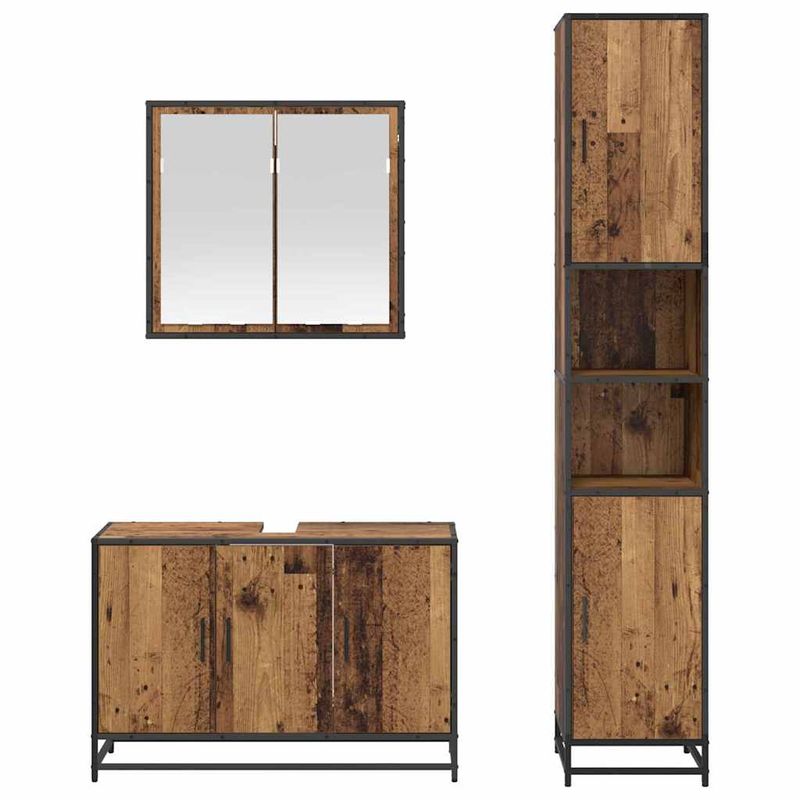 Casa si Gradina - Mobilier - Seturi de mobilier - Seturi baie - Set de mobilier pentru baie 3 pcs Lemn vechi 90 x 33 x 60 cm - Infinity.ro