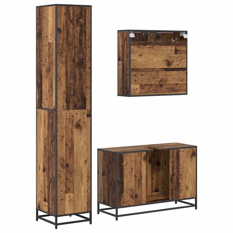 Casa si Gradina - Mobilier - Seturi de mobilier - Seturi baie - Set de mobilier pentru baie 3 pcs Lemn vechi 90 x 33 x 60 cm - Infinity.ro