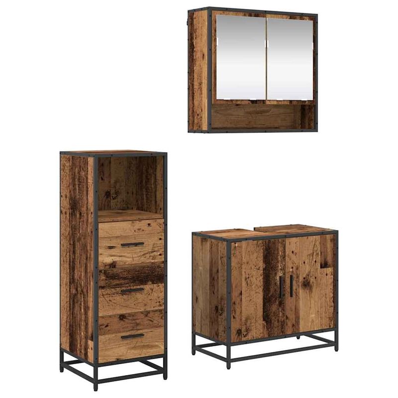 Casa si Gradina - Mobilier - Seturi de mobilier - Seturi baie - Set de mobilier pentru baie 3 pcs Lemn vechi 65 x 33 x 60 cm - Infinity.ro