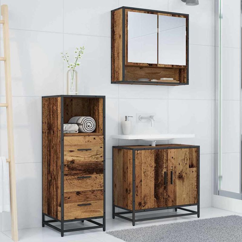 Casa si Gradina - Mobilier - Seturi de mobilier - Seturi baie - Set de mobilier pentru baie 3 pcs Lemn vechi 65 x 33 x 60 cm - Infinity.ro