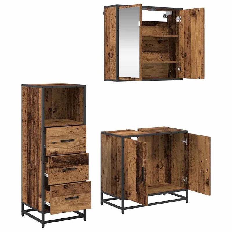 Casa si Gradina - Mobilier - Seturi de mobilier - Seturi baie - Set de mobilier pentru baie 3 pcs Lemn vechi 65 x 33 x 60 cm - Infinity.ro
