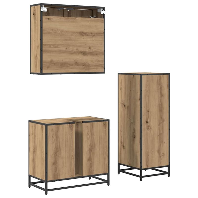 Casa si Gradina - Mobilier - Seturi de mobilier - Seturi baie - Set de mobilier pentru baie cu sertar 3 pcs stejar artizanal - Infinity.ro