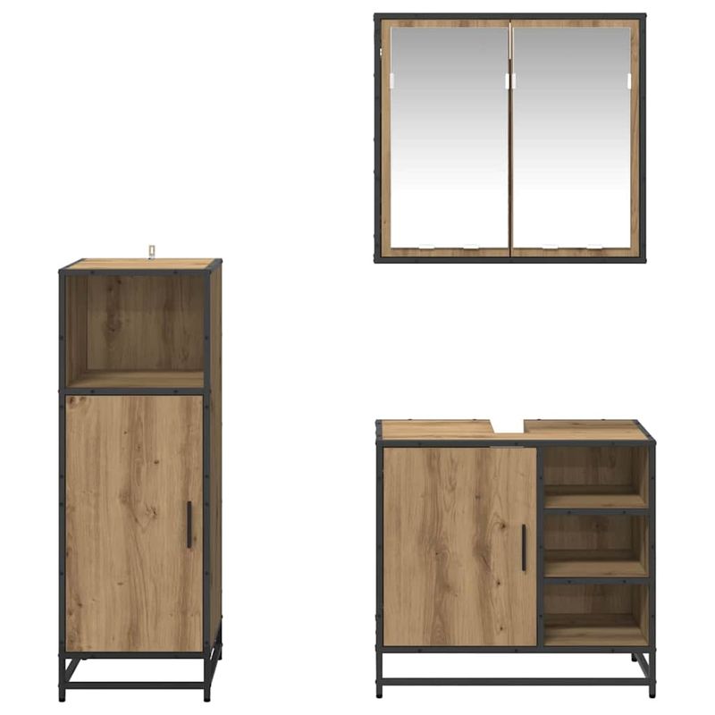 Casa si Gradina - Mobilier - Seturi de mobilier - Seturi baie - Set de mobilier pentru baie Pe perete 3 pcs stejar artizanal - Infinity.ro