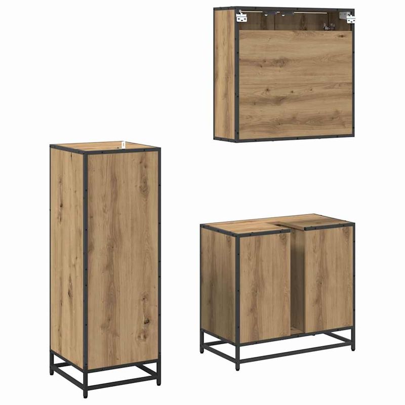 Casa si Gradina - Mobilier - Seturi de mobilier - Seturi baie - Set de mobilier pentru baie Pe perete 3 pcs stejar artizanal - Infinity.ro