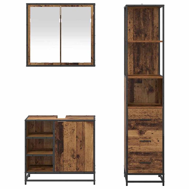 Casa si Gradina - Mobilier - Seturi de mobilier - Seturi baie - Set de mobilier pentru baie 3 pcs Lemn vechi 65 x 33 x 60 cm - Infinity.ro