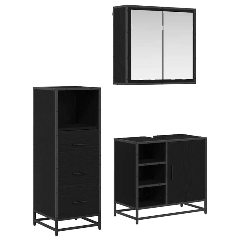 Casa si Gradina - Mobilier - Seturi de mobilier - Seturi baie - Set de mobilier pentru baie 3 pcs Stejar negru 65 x 33 x 60 cm - Infinity.ro