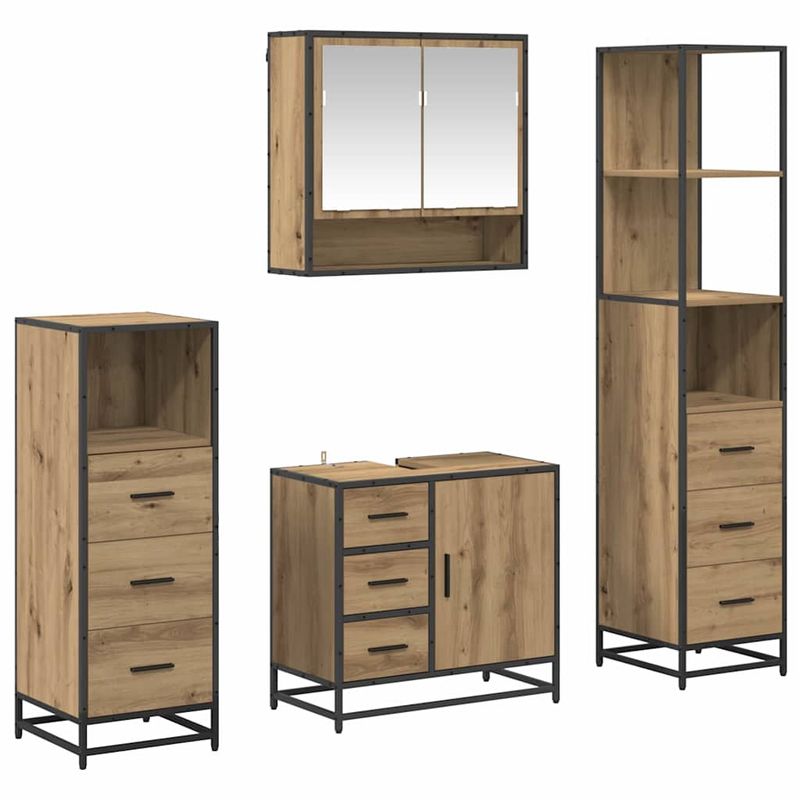Casa si Gradina - Mobilier - Seturi de mobilier - Seturi baie - Set de mobilier pentru baie cu sertar 4 pcs stejar artizanal - Infinity.ro