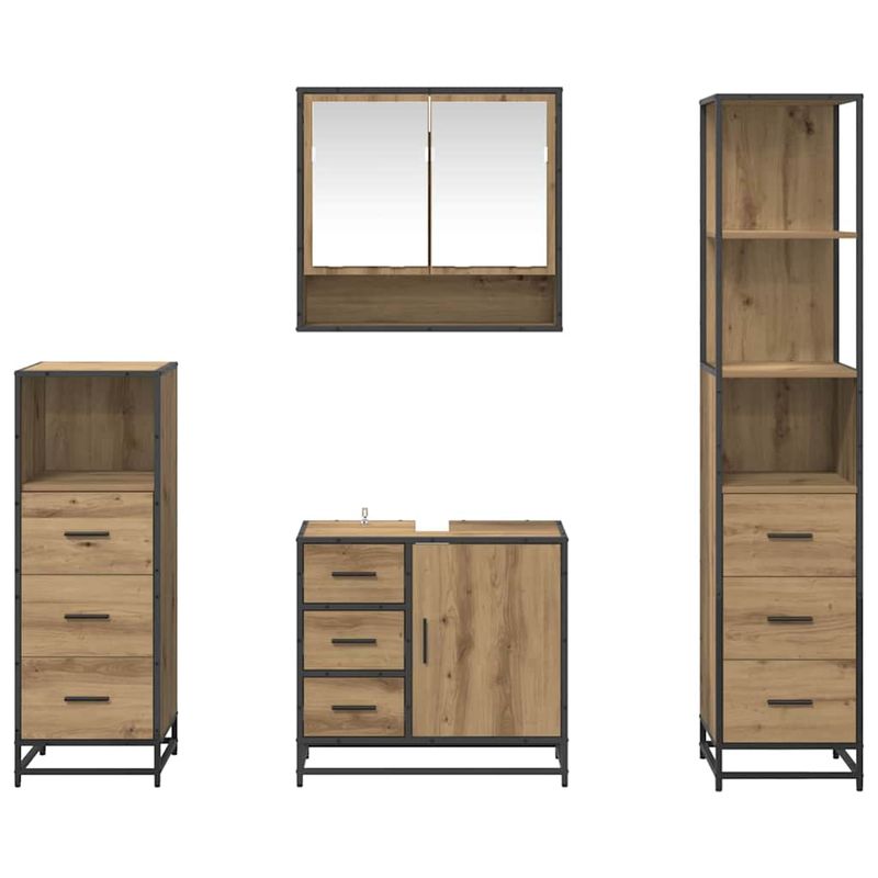Casa si Gradina - Mobilier - Seturi de mobilier - Seturi baie - Set de mobilier pentru baie cu sertar 4 pcs stejar artizanal - Infinity.ro