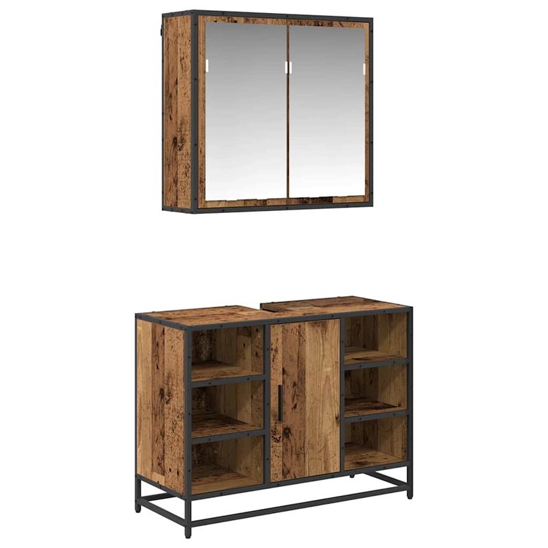 Casa si Gradina - Mobilier - Seturi de mobilier - Seturi baie - Set de mobilier pentru baie 2 pcs Lemn vechi 80 x 33 x 60 cm - Infinity.ro