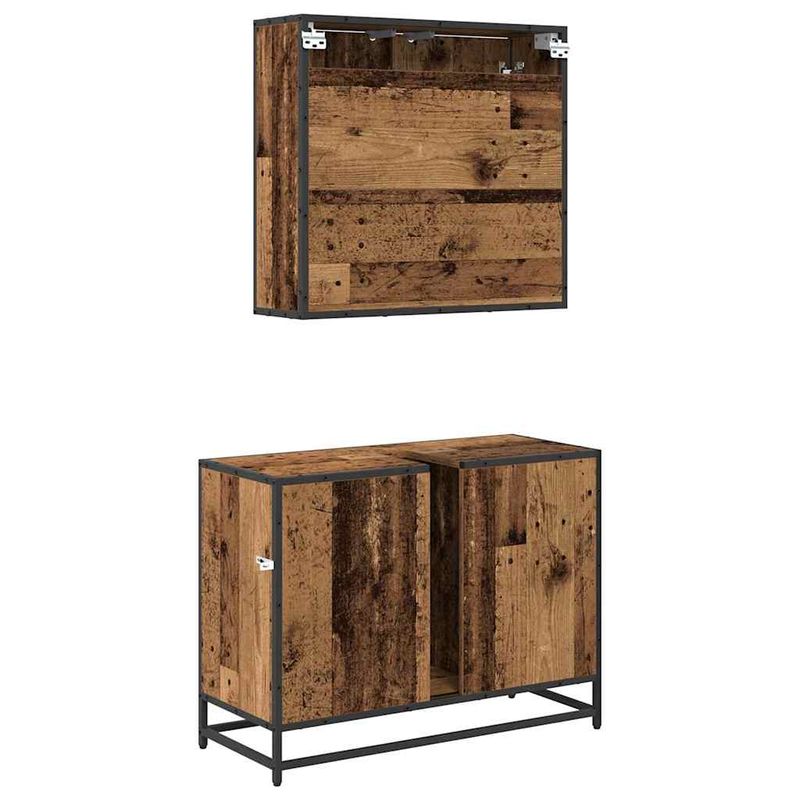 Casa si Gradina - Mobilier - Seturi de mobilier - Seturi baie - Set de mobilier pentru baie 2 pcs Lemn vechi 80 x 33 x 60 cm - Infinity.ro