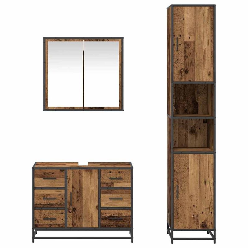 Casa si Gradina - Mobilier - Seturi de mobilier - Seturi baie - Set de mobilier pentru baie 3 pcs Lemn vechi 80 x 33 x 60 cm - Infinity.ro