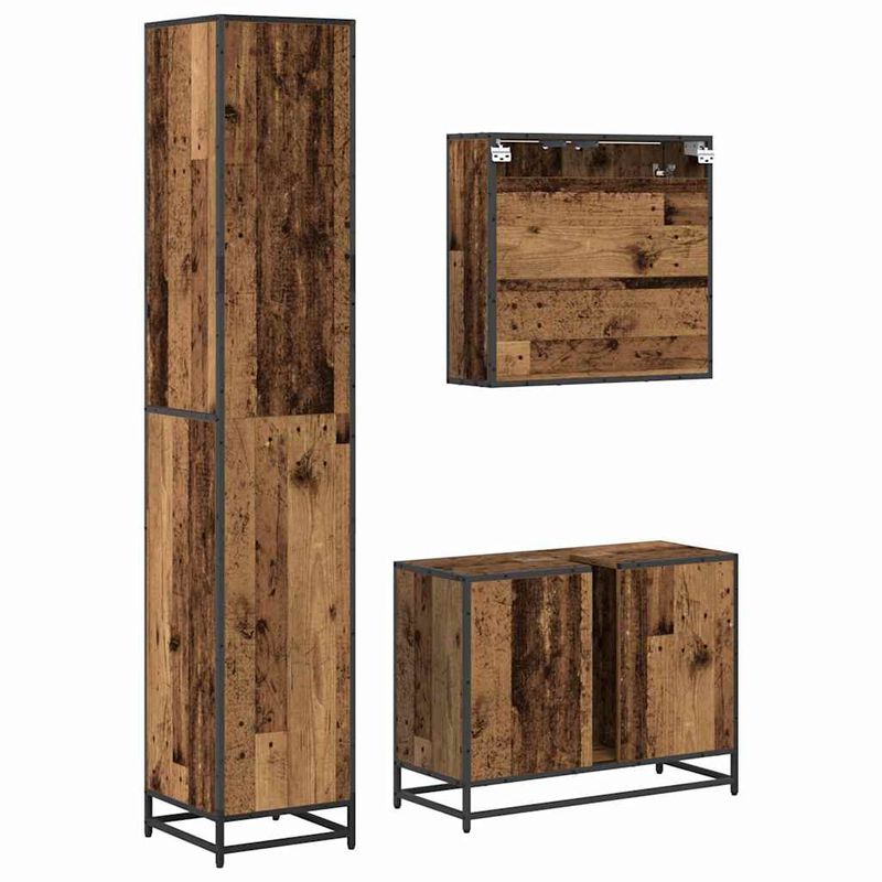 Casa si Gradina - Mobilier - Seturi de mobilier - Seturi baie - Set de mobilier pentru baie 3 pcs Lemn vechi 80 x 33 x 60 cm - Infinity.ro