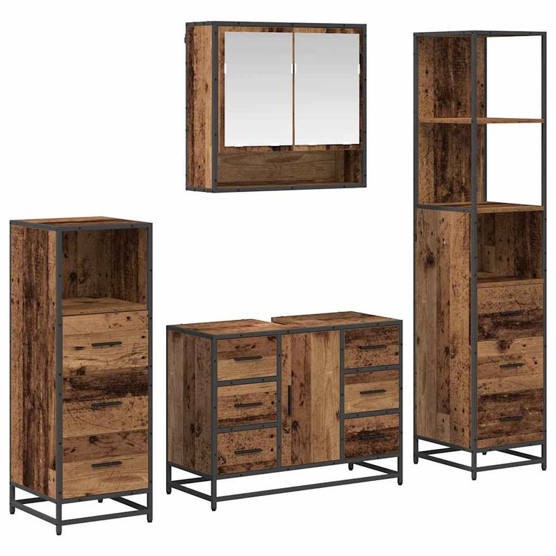 Casa si Gradina - Mobilier - Seturi de mobilier - Seturi baie - Set de mobilier pentru baie 4 pcs Lemn vechi 80 x 33 x 60 cm - Infinity.ro
