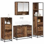 Casa si Gradina - Mobilier - Seturi de mobilier - Seturi baie - Set de mobilier pentru baie 4 pcs Lemn vechi 80 x 33 x 60 cm - Infinity.ro