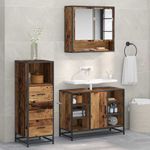Casa si Gradina - Mobilier - Seturi de mobilier - Seturi baie - Set de mobilier pentru baie 3 pcs Lemn vechi 80 x 33 x 60 cm - Infinity.ro