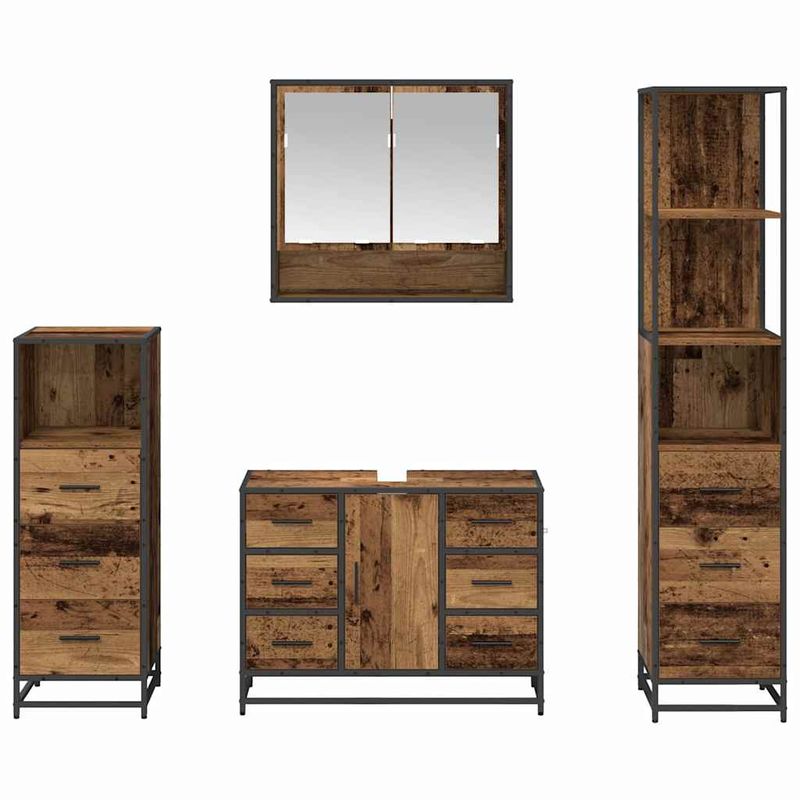 Casa si Gradina - Mobilier - Seturi de mobilier - Seturi baie - Set de mobilier pentru baie 4 pcs Lemn vechi 80 x 33 x 60 cm - Infinity.ro