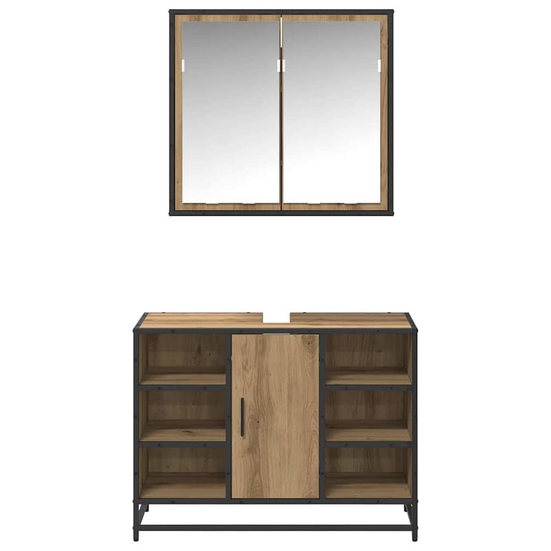 Casa si Gradina - Mobilier - Seturi de mobilier - Seturi baie - Set de mobilier pentru baie Pe perete 2 pcs stejar artizanal - Infinity.ro
