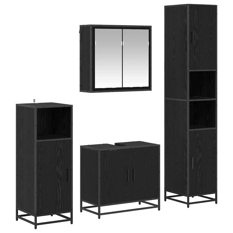 Casa si Gradina - Mobilier - Seturi de mobilier - Seturi baie - Set de mobilier pentru baie 4 pcs Stejar negru 65 x 33 x 60 cm - Infinity.ro