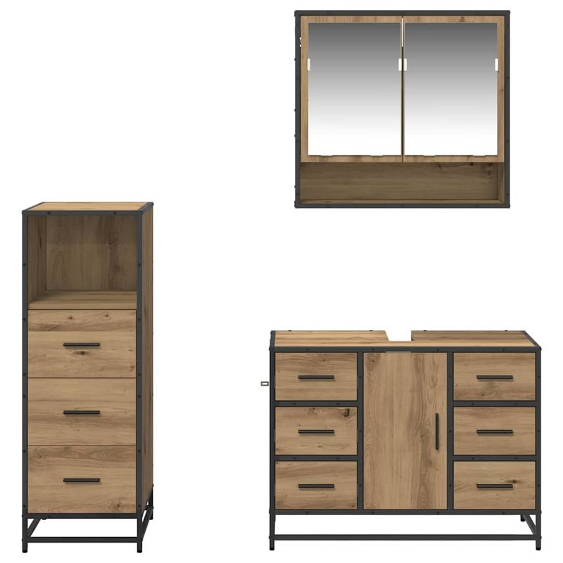 Casa si Gradina - Mobilier - Seturi de mobilier - Seturi baie - Set de mobilier pentru baie cu sertar 3 pcs stejar artizanal - Infinity.ro