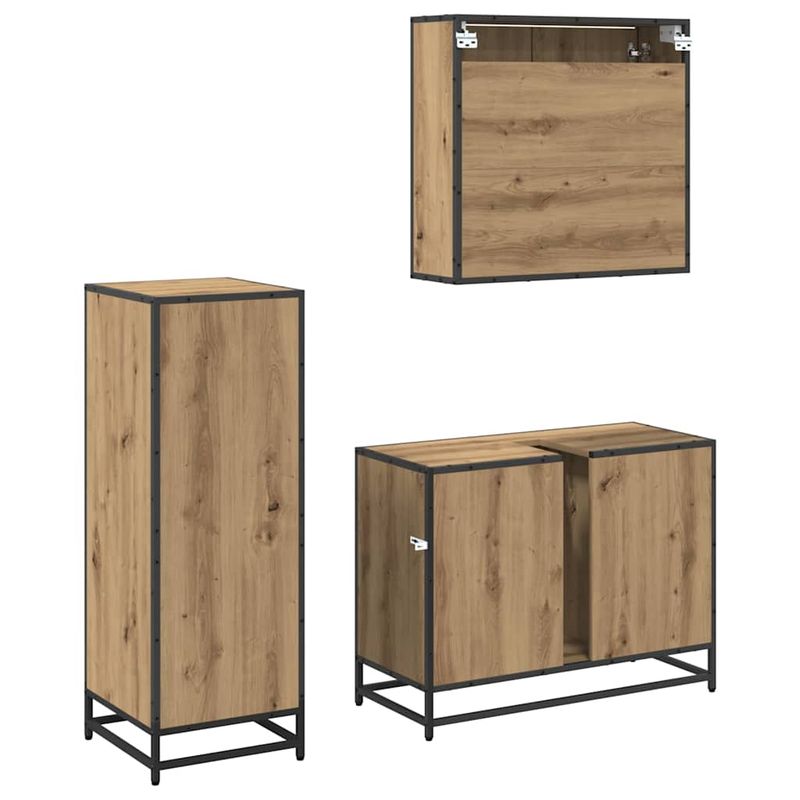 Casa si Gradina - Mobilier - Seturi de mobilier - Seturi baie - Set de mobilier pentru baie cu sertar 3 pcs stejar artizanal - Infinity.ro
