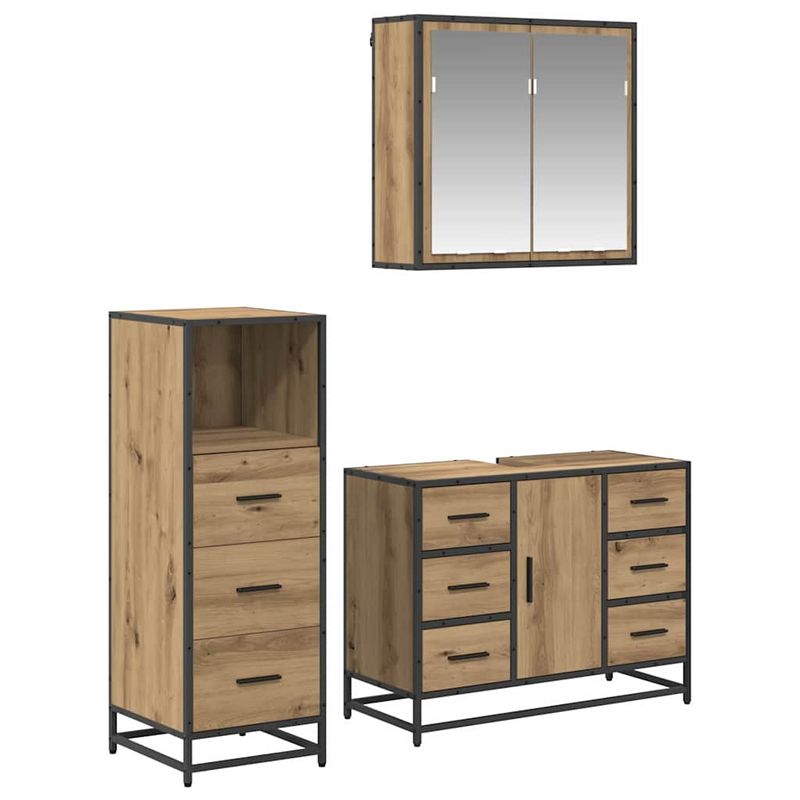 Casa si Gradina - Mobilier - Seturi de mobilier - Seturi baie - Set de mobilier pentru baie cu sertar 3 pcs stejar artizanal - Infinity.ro