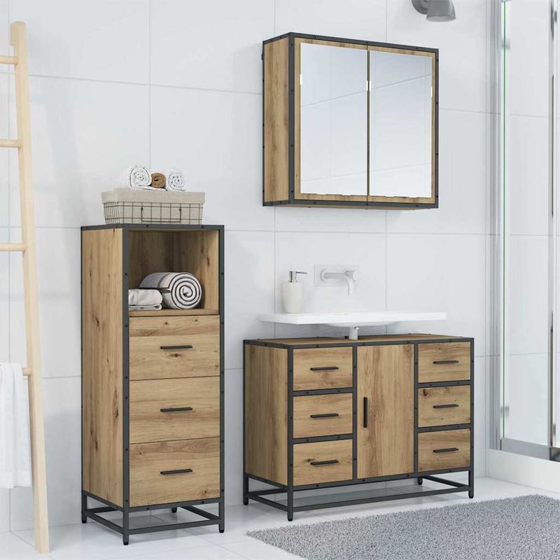 Casa si Gradina - Mobilier - Seturi de mobilier - Seturi baie - Set de mobilier pentru baie cu sertar 3 pcs stejar artizanal - Infinity.ro
