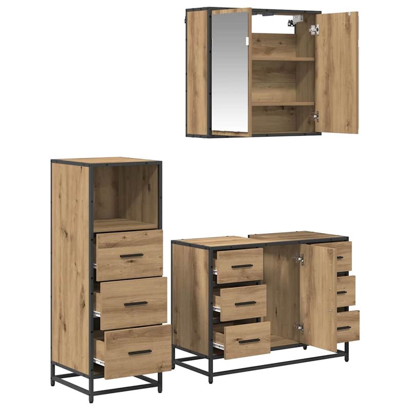 Casa si Gradina - Mobilier - Seturi de mobilier - Seturi baie - Set de mobilier pentru baie cu sertar 3 pcs stejar artizanal - Infinity.ro